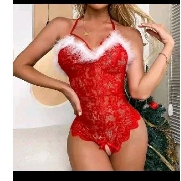 lingerie cosplay hot santa - merah