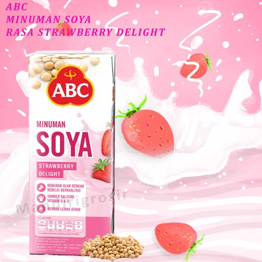 

Minuman Sari Kedelai * Abc Soya * Rasa Strawberry Delight * 200ml