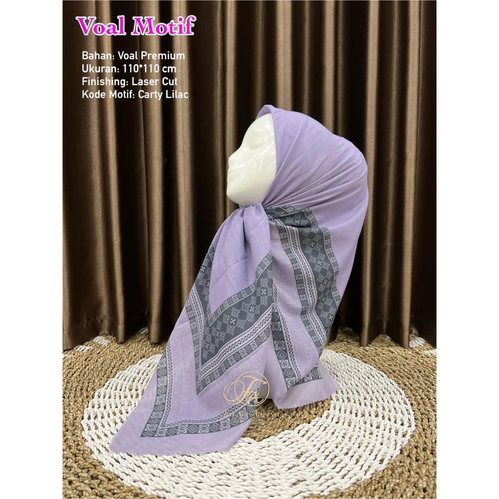 VOAL MOTIF/HIJAB SEGI EMPAT VOAL MOTIF LASER CUT VOAL PREMIUM TERLARIS MOTIF CARTY LILAC