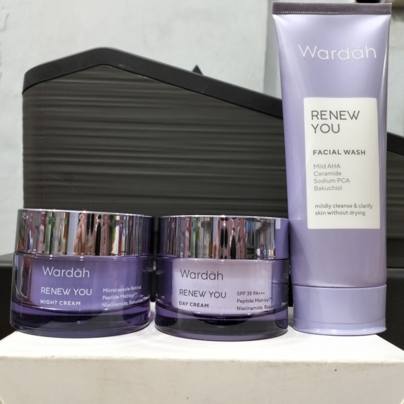 Wardah Renew you krim paket 3 item (krim siang malam 30gr + facial foam)