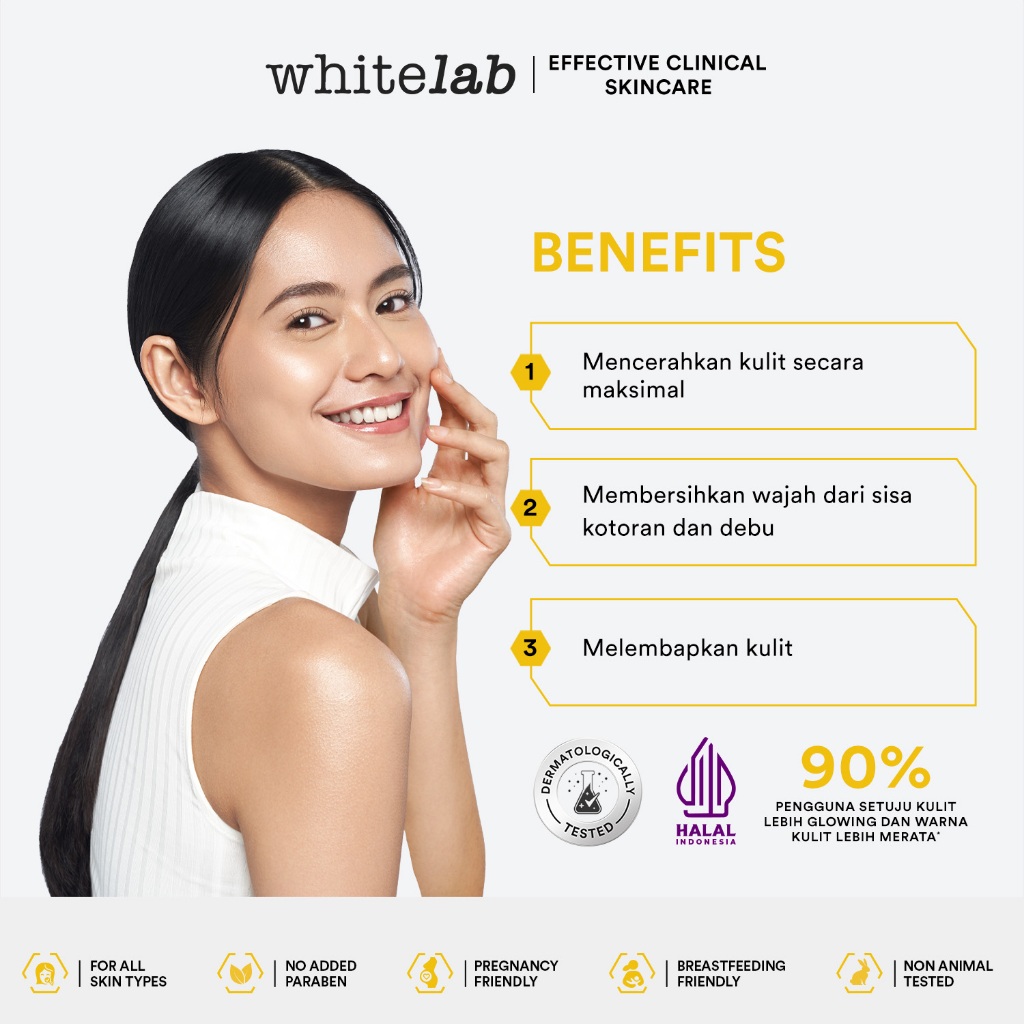 Whitelab Brightening Toner - Toner Pencerah Wajah Anti Kusam Dengan Niacinamide, Hyaluronic & Collagen [BPOM] Image 4