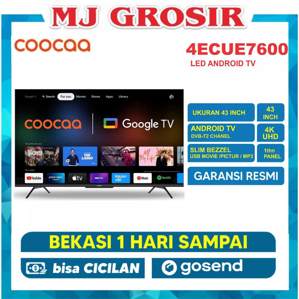 LED TV COOCAA 43" 43CUE7600 43INCH ANDROID GOOGLE TV