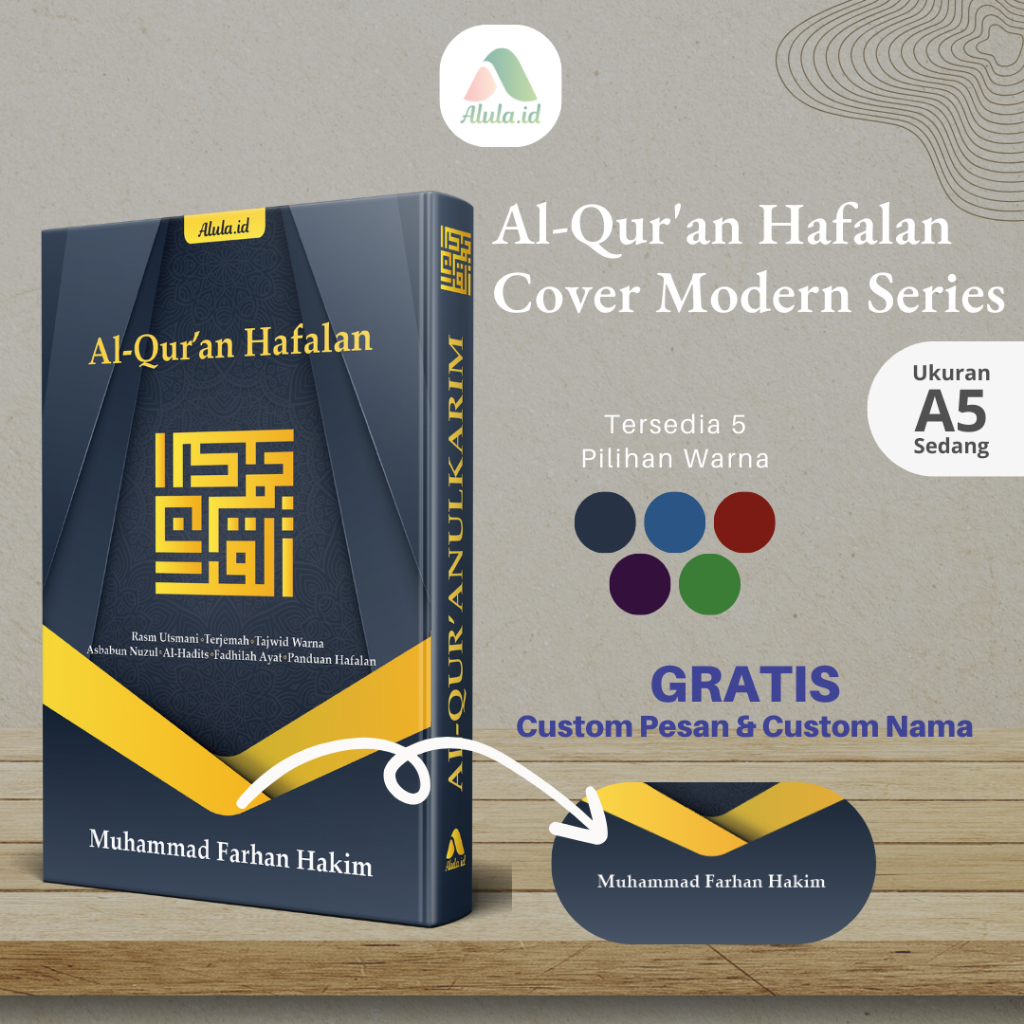 AlQuran Hafalan Custom Nama Modern Utsmani Madinah Quran Wakaf Terjemah Tajwid Warna Blok Warna A5