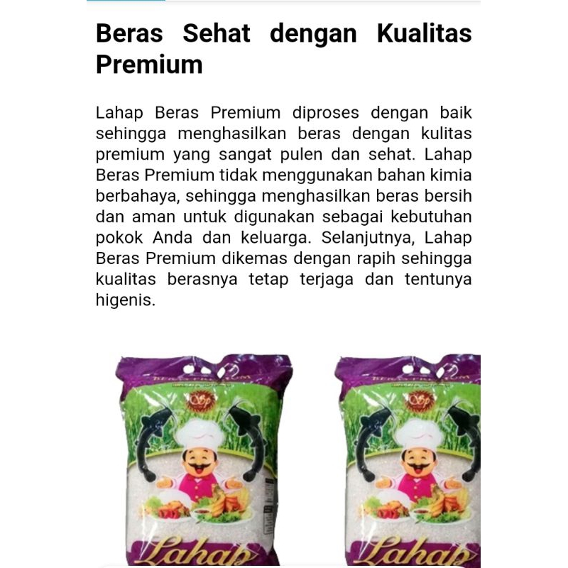 

beras lahap 2*5kg jadi dapat 10kg