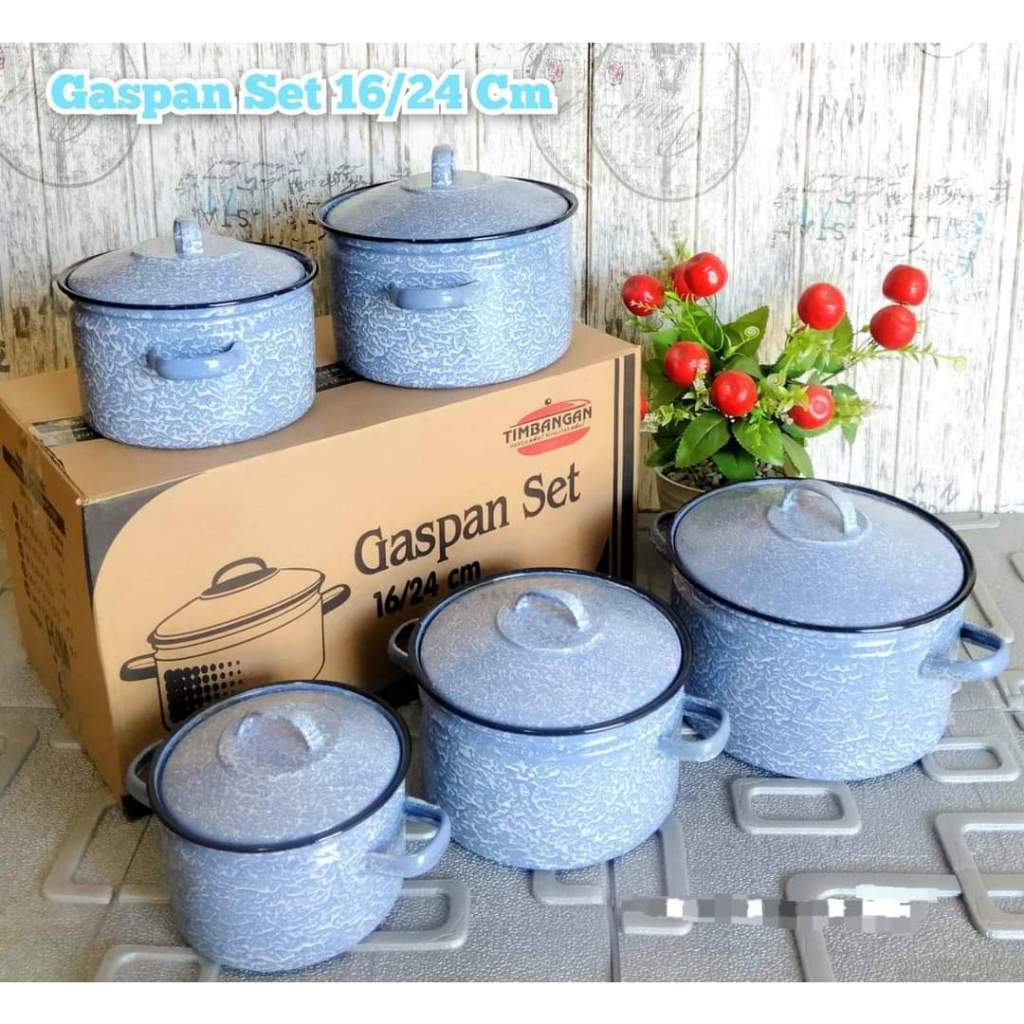 Panci gaspan blirik set 5 pcs size 16-24 panci burik panci lurik panci masak obat panci jadul panci 