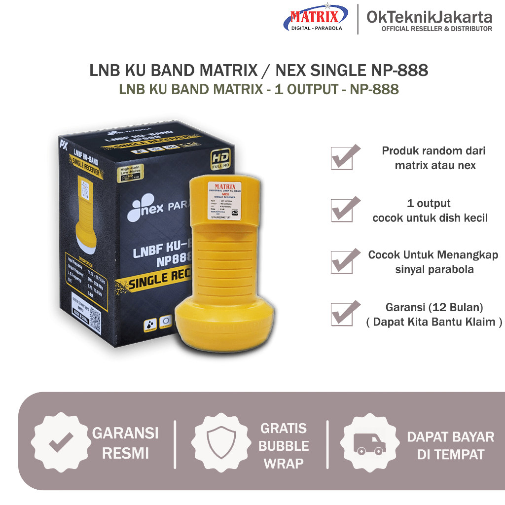 GARANSI (JQD) LNB KU BAND MATRIX SINGLE OUTPUT MKII KUALITAS TERBAIK