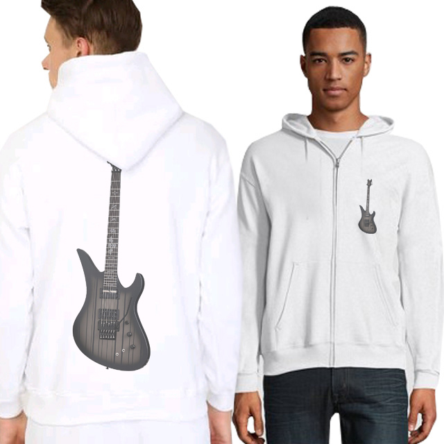 Guitar Schecter Synyster Gates Hoodie Bahan Cotton Fleece | Pullover & Zipper Hoodie White