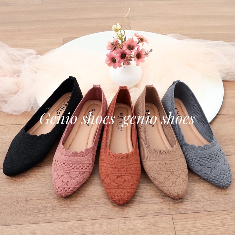 Ready StokSEPATU WANITA RAJUT IMPOR FLAT GENIO