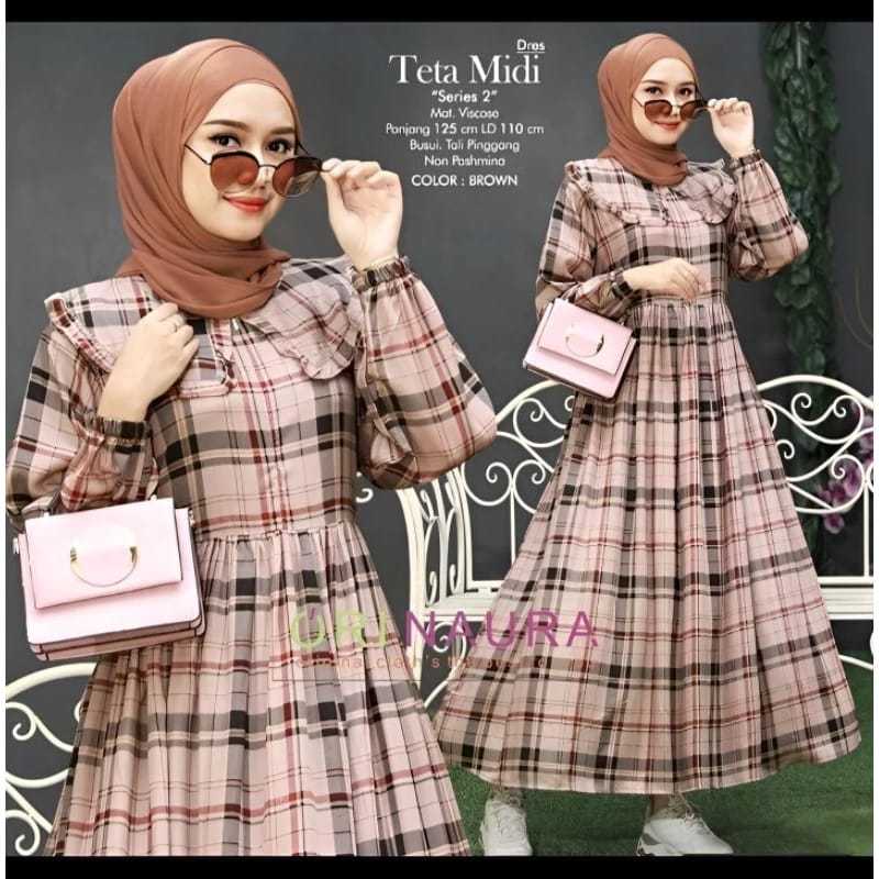 gamis motif kotak kotak terbaru kekinian