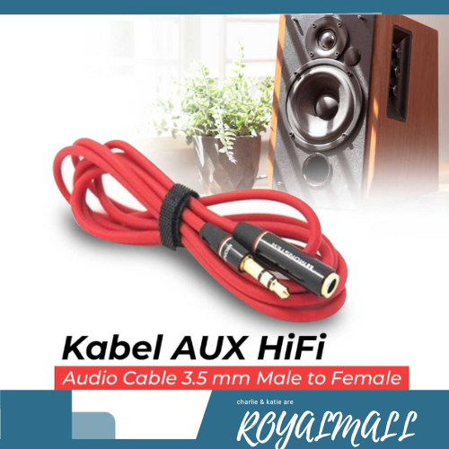 Kabel AUX HiFi Audio Cable 3.5 mm Male to Female / Kabel Aux Audio Speaker Stereo Amplifier Ampli He