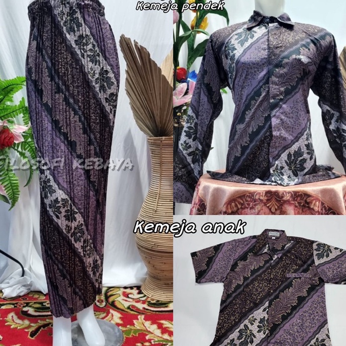 BigSale CM UNGU  BATIK COUPLE KELUARGA MODERN BAJU BATIK COUPLE AYAH DAN ANAK LAKILAKI SET COUPLE SA