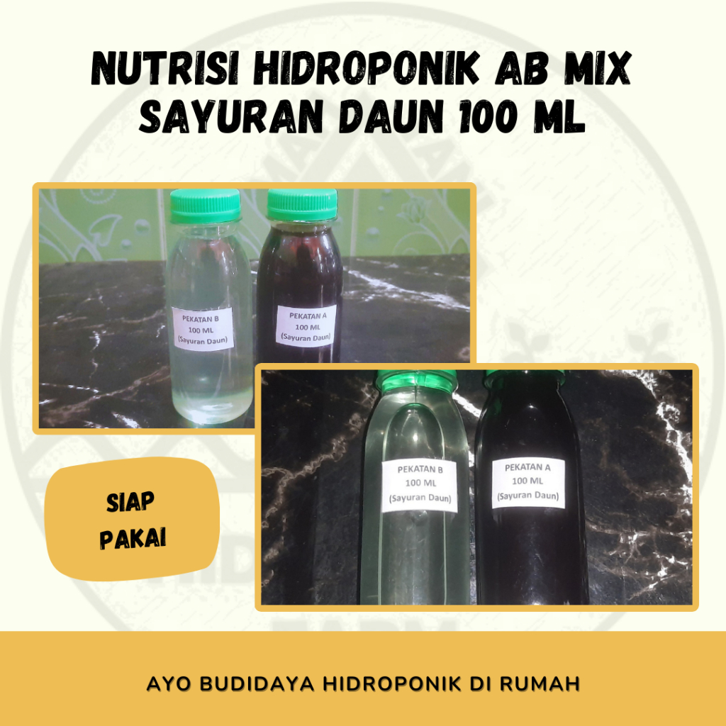 Nutrisi Hidroponik AB Mix Sayuran Daun Siap Pakai 100 ml