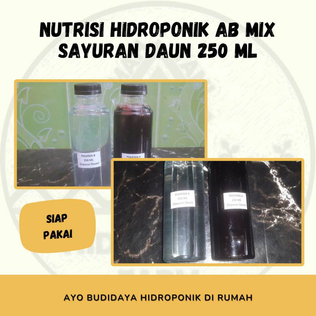 Nutrisi Hidroponik AB Mix Sayuran Daun Siap Pakai 250 ml