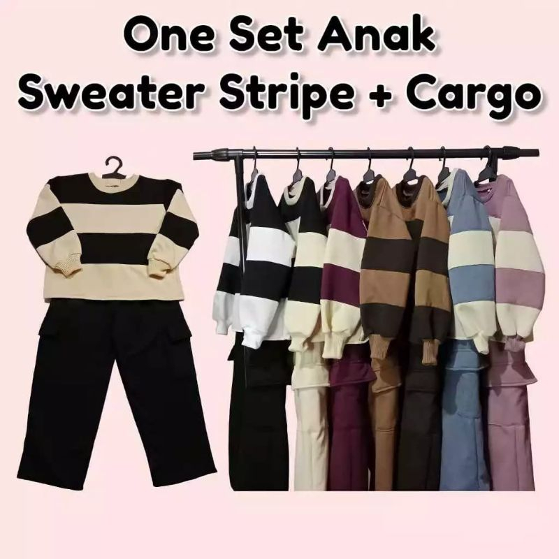 	 KALEA - Oneset Cargo Sweatpant Setelan Pakaian Anak Oneset Pocky Anak 4-7Tahun	