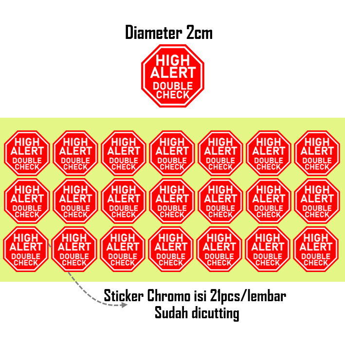 

Stiker High Alert Double Check | Stiker Label Obat Apotek RS | Stiker Double Check