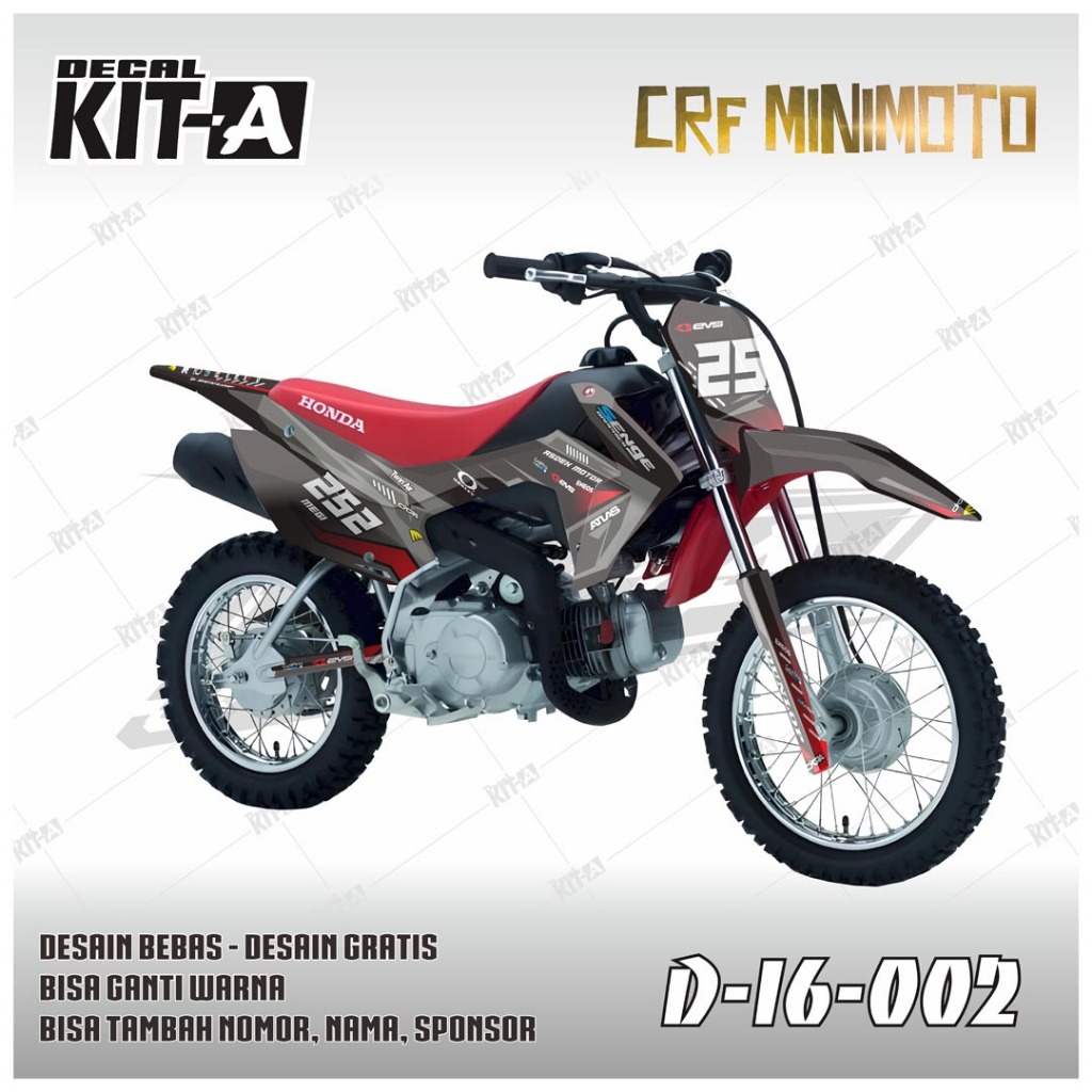 Decal CRF 85 MINIMOTO MOTIF RACING HITAM ABU2 D-I6-002