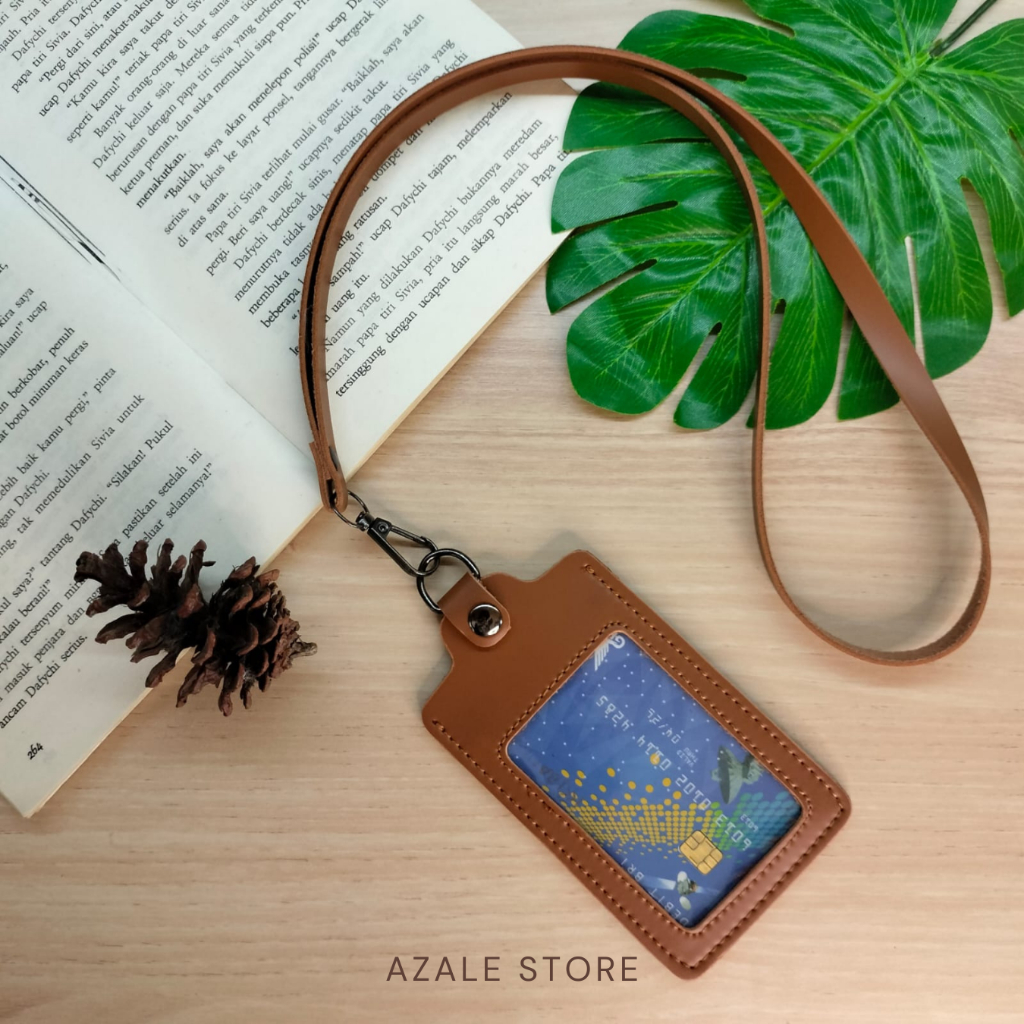 

Name Tag Kulit Id Card Kulit holder kancing Lanyard Kancing Kulit