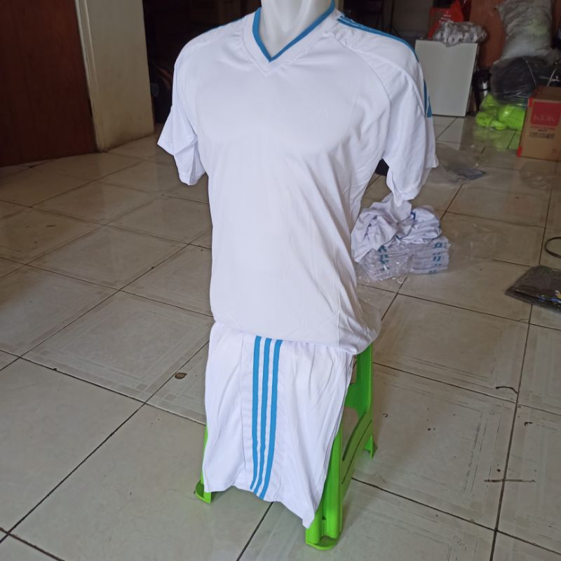 Baju futsal sepak bola Setelan warna Putih dewasa