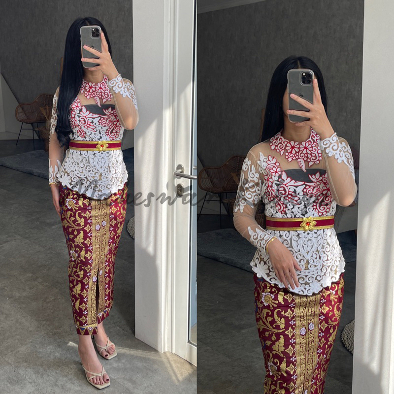 Kebaya Bali Set Tile Stik Maura Panjang