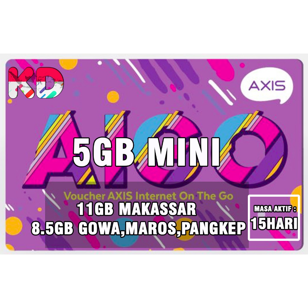 Voucher axis AIGO HARIAN 11GB MAKASSAR/8.5GB GOWA.TAKALAR.MAROS.PANGKEP 15 HARI