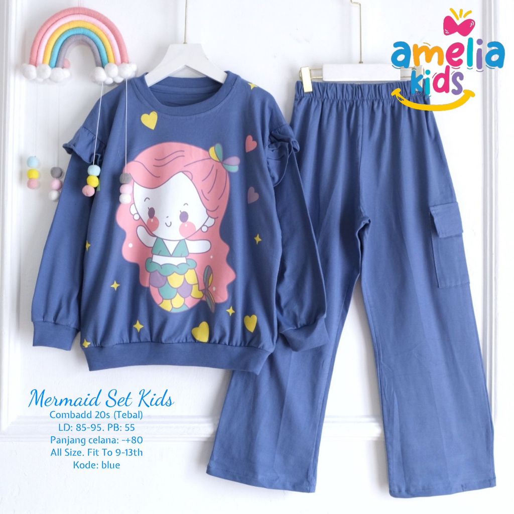 ABILA SET KIDS ORIGINAL BY AMELIA SETELAN BAJU ANAK KAOS DAN KULOT KATUN COMBED SETCEL ANAK MODEL TE