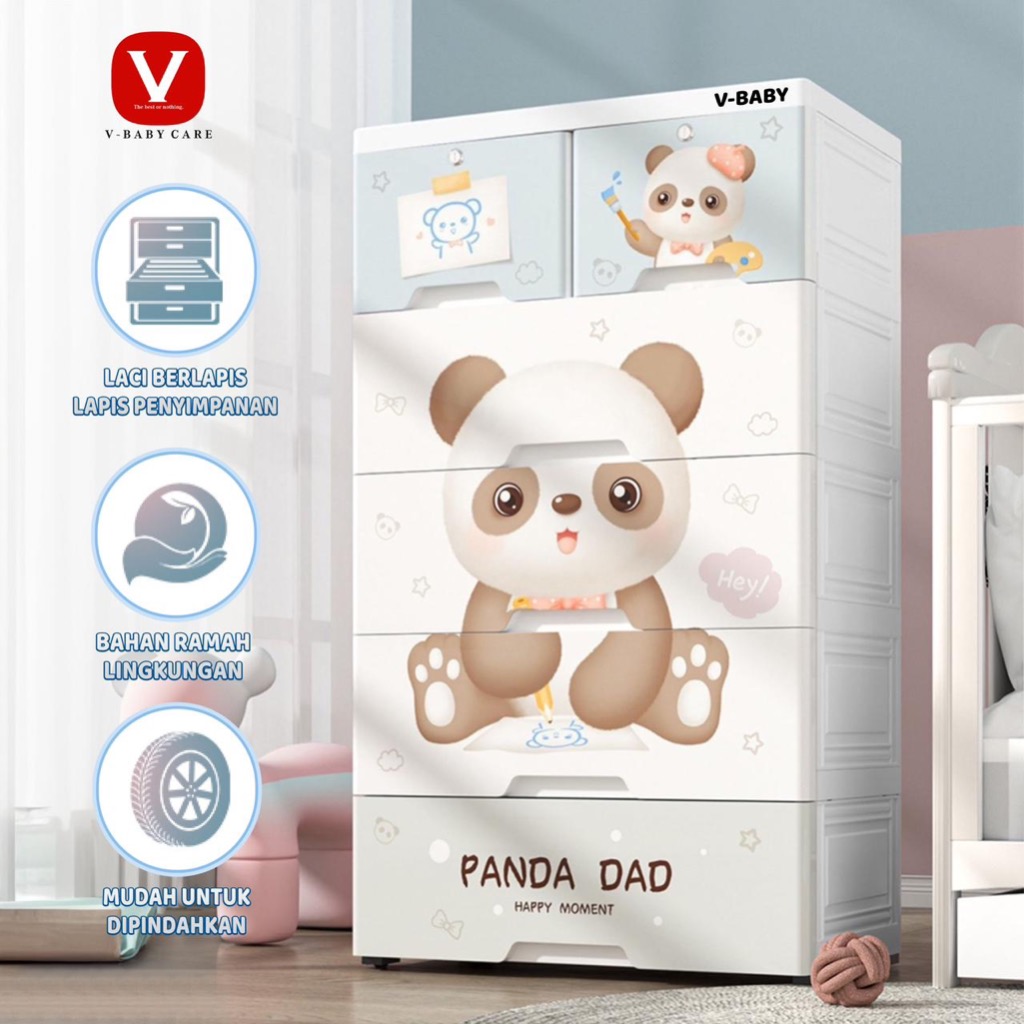 V-BABY CARE/LEMARI PLASTIK ANAK/LEMARI PLASTIK BAJU/LEMARI PAKAIAN/LEMARI KABINET/LEMARI ADA RODA/FU