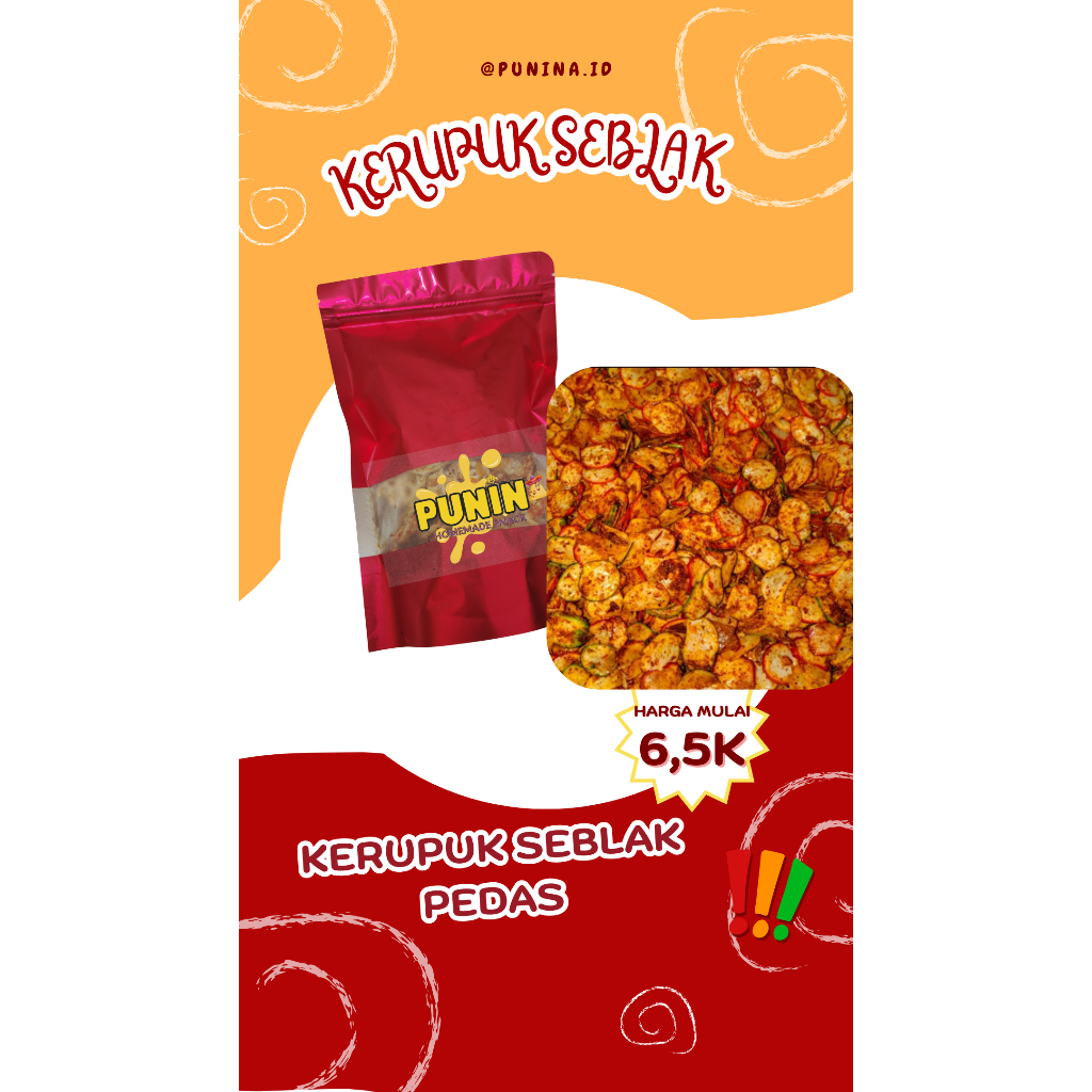 

KERUPUK SEBLAK KERING PEDAS DAUN JERUK 40GR PUNINA