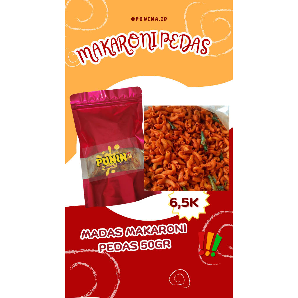 

MAKARONI PEDAS DAUN JERUK 50GR MAKRONI PEDAS PUNINA