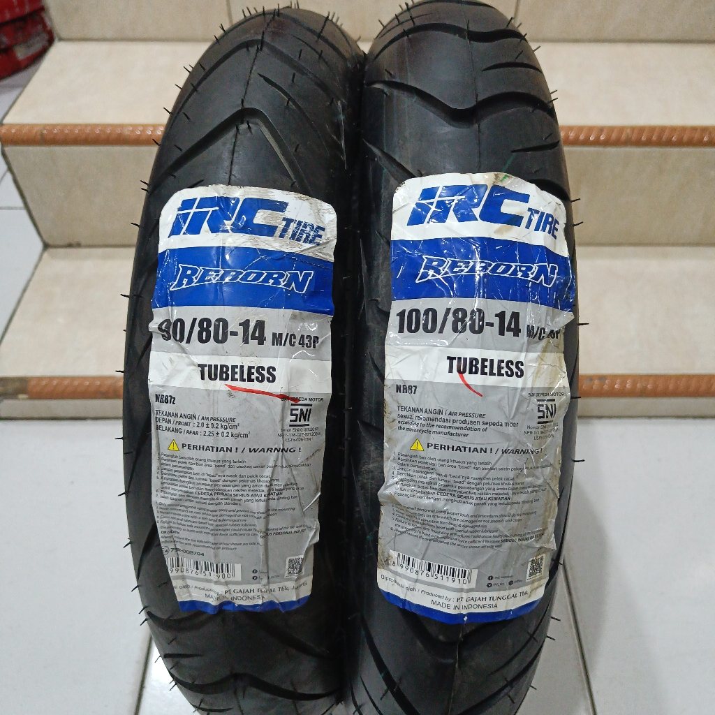 BAN IRC 90/80-14 & 100/80-14 NR87 REBORN/NR95 TUBELESS VARIO 125/150 NEW +pentil