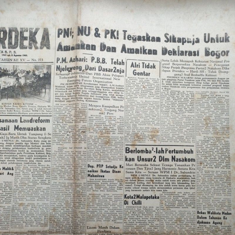 Koran Sejarah 1965 Suara Merdeka Surat Kabar Kuno G30S