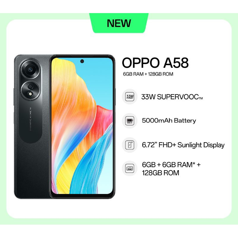 Oppo a58 ram 6/128gb baru resmi bnib