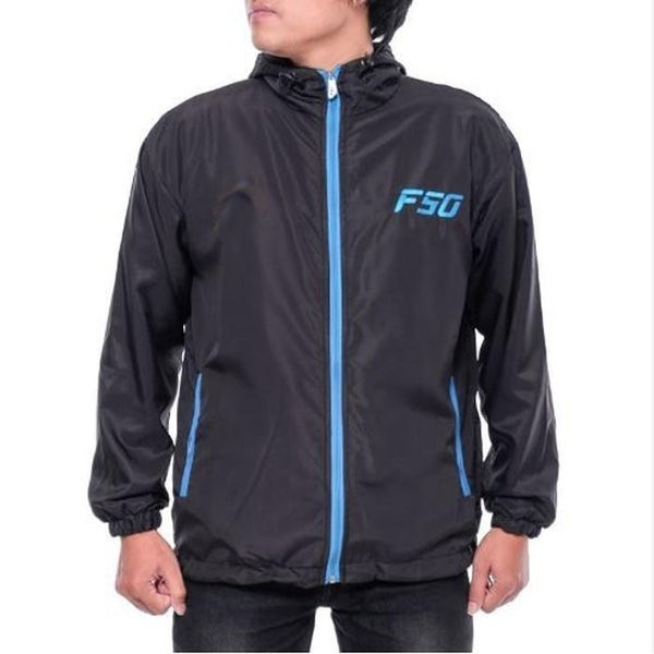 Jaket Parasut [Adidas F50] Sporty Olahraga Sepeda Lari Joging Pria Wanita Hitam Turkis M L XL XXL
