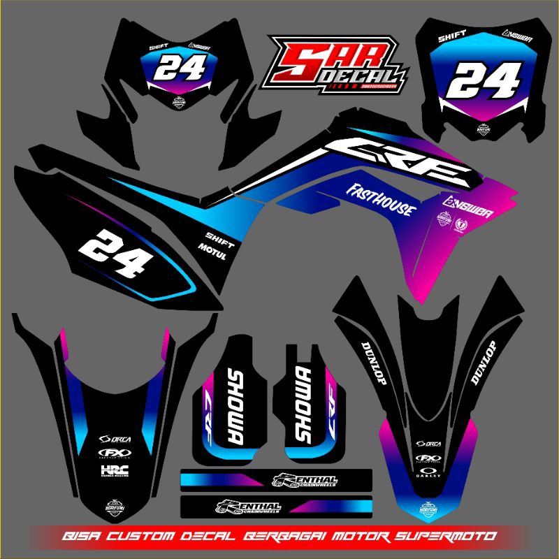 DECAL CRF 150L FULL BODY - DECAL SUPERMOTO MOTO CROSS - DECAL CRF SIMPEL KEREN - DECAL CRF MERAH PUT