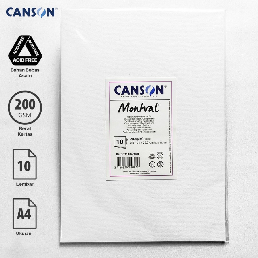 

Kertas Aquarelle Paper Canson Montval A4 10's 200gsm