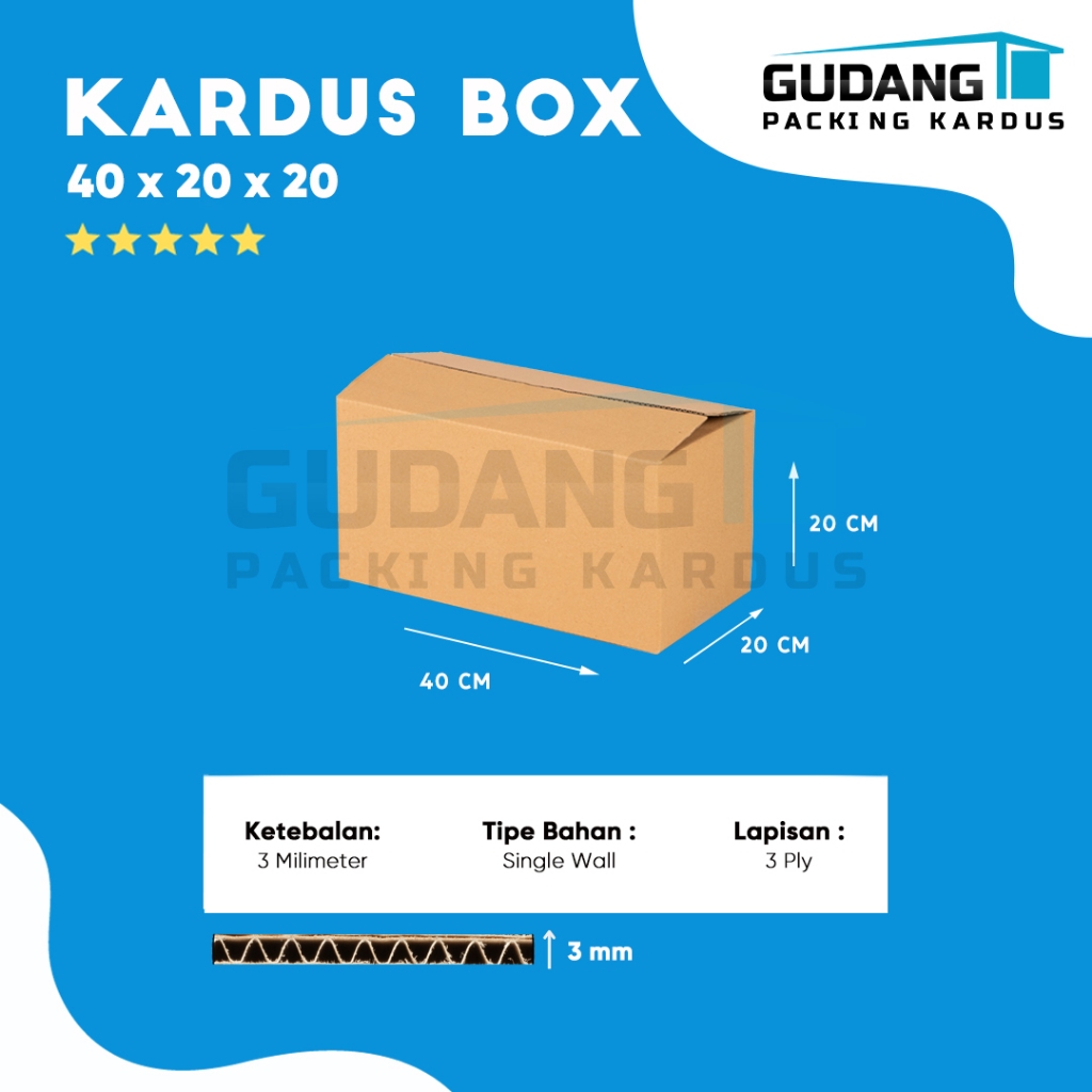 

Packing Kardus Karton Box Pindahan 40cm x 20cm x 20cm Box Polos