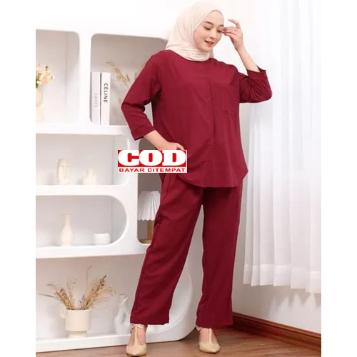 ONE SET KAOS LENGAN PANJANG CRINGKLE AIRFLOW WANITA TERMURAH