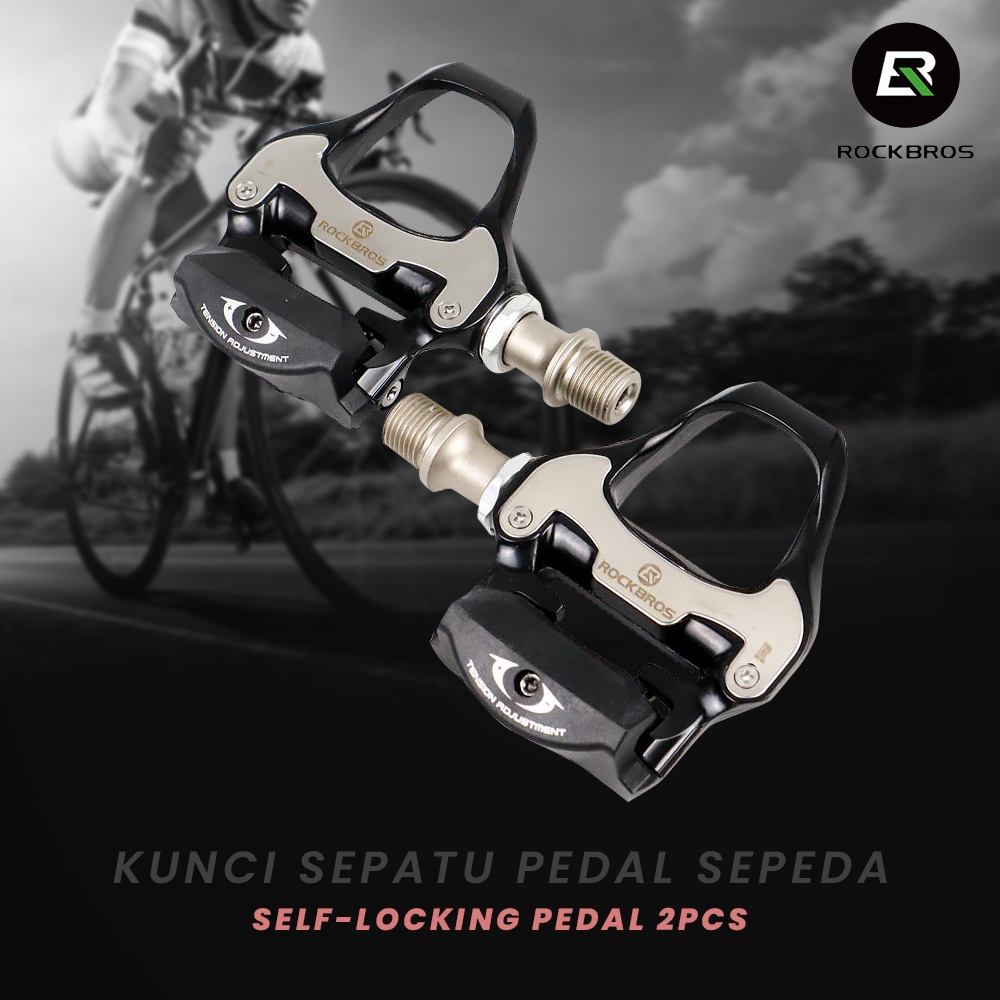Kunci Sepatu Pedal Sepeda Self-locking Pedal 2PCS Silver SPD-SL ROCKBROS