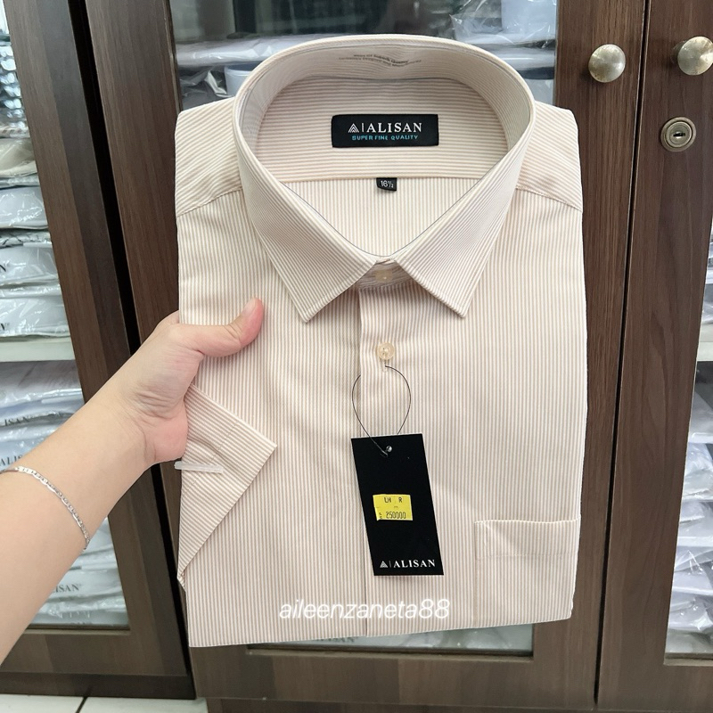 Kemeja Motif Alisan Reguler JUMBO Lengan Pendek ukuran 16,5 , 17 , dan 17,5 / Kemeja Pria / Pakaian 