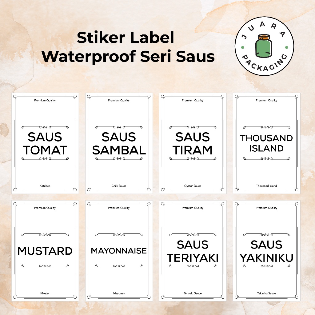 

Stiker Label BW Waterproof Simple Style Stiker Vinyl Saus Tomat Saus Sambal Aneka Saus