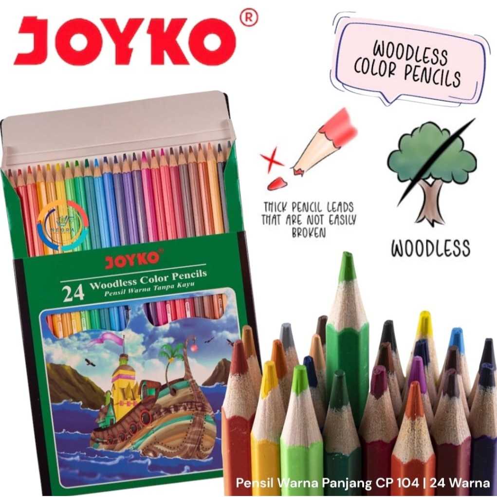 

Pensil Warna Joyko / Color Pencils Joyko CP-104 24 Warna