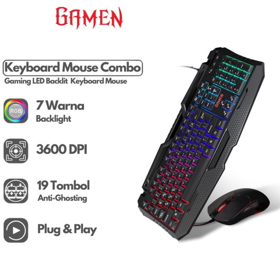 Gamen Gaming Keyboard Mouse Combo Station II