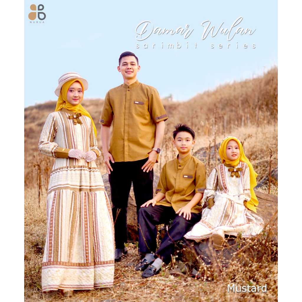 Baju Sarimbit Keluarga Couple Gamis Koko Nubua Damar Wulan Mustard