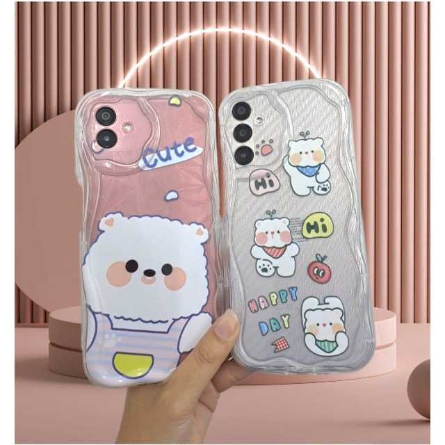 silicone Case Bening Iphone 14 pro max/13 pro max/13 Case gelombang Corak Transparant