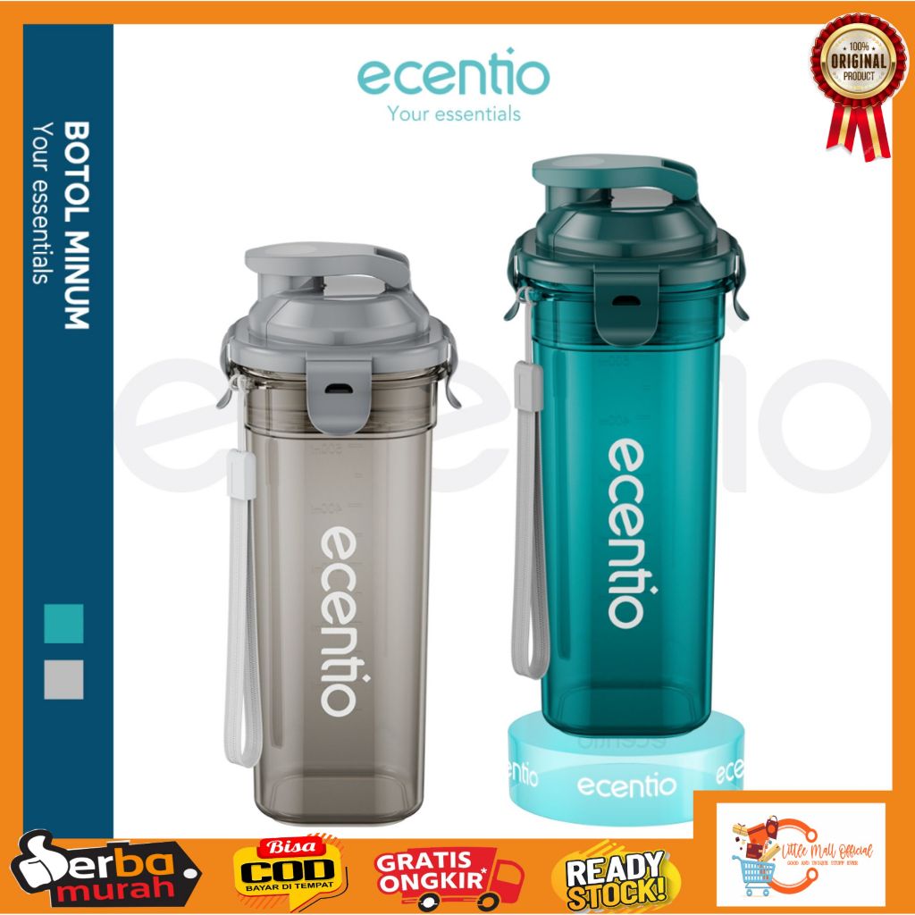 Little Mall BOTOL ECENTIO 500 ML SPORT FILTER FREE TALI PENDEK ORIGINAL BOTOL MINUM ANAK BPA FREE AN