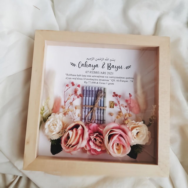 Mahar pernikahan frame 3D / Bingkai Mahar Rustic