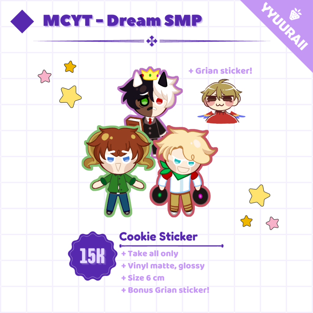 LAST STOCK II MCYT Dream SMP || Bench Trio Sticker Set || yyuuraii || FINAL STOCK