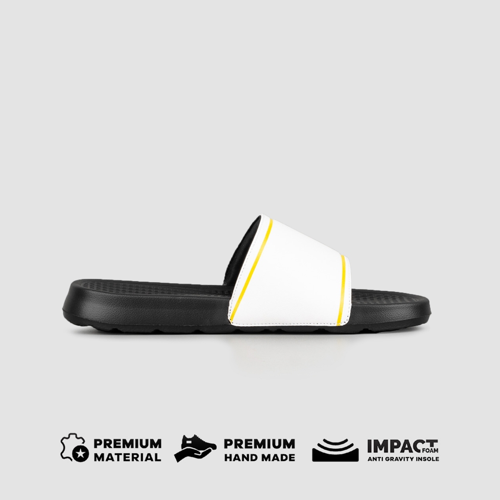 LEO RICHIE - Sandal Pria Wanita Baskara Slides White / Yellow