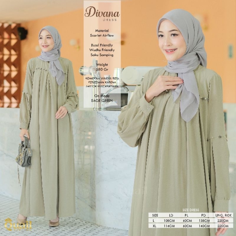 DIVANA Dress Muslim Wanita Gamis Premium Airflow Original Quail Hijab