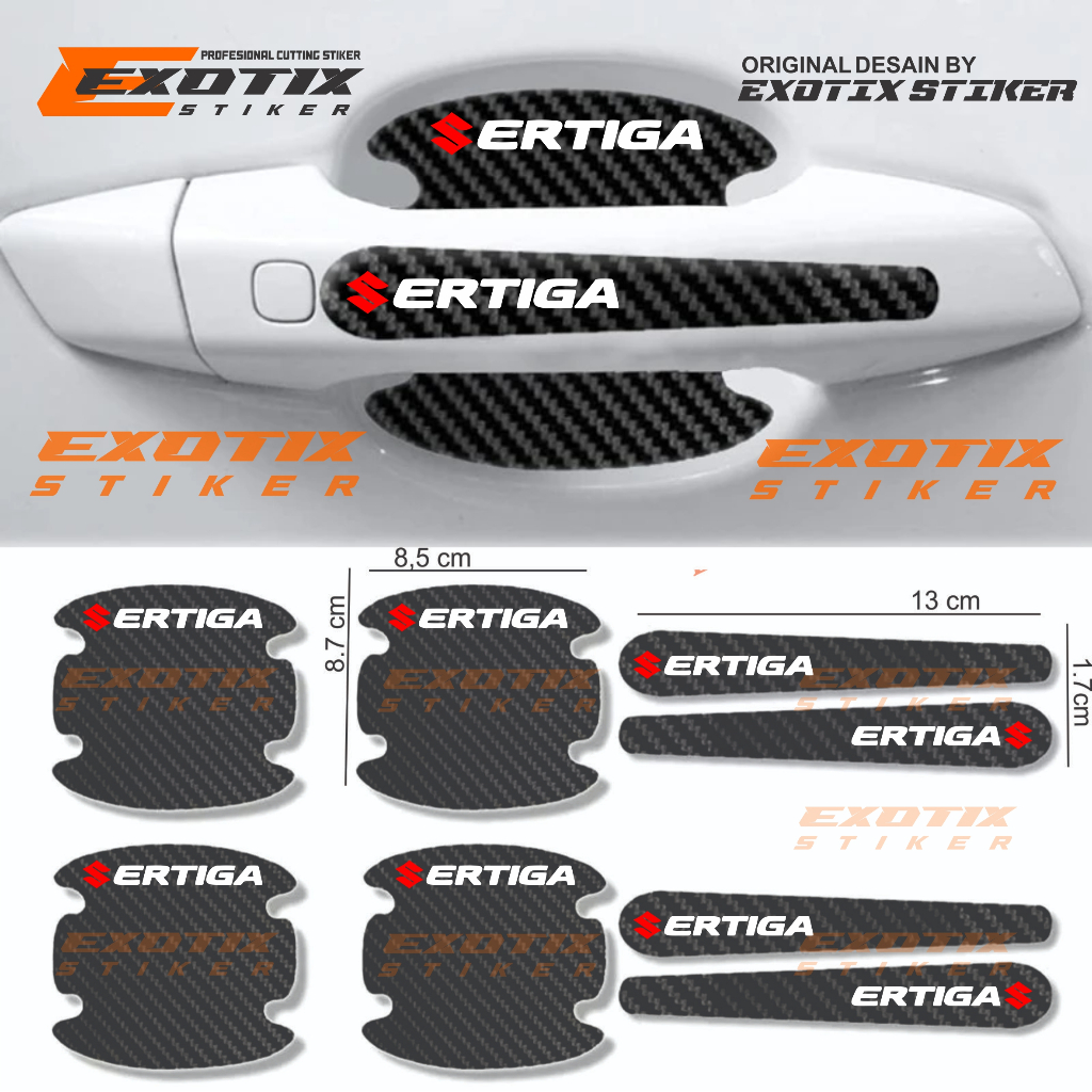 8pcs stiker carbon handle pintu mobil suzuki ertiga cutting stiker pelindung gagang pintu mobil