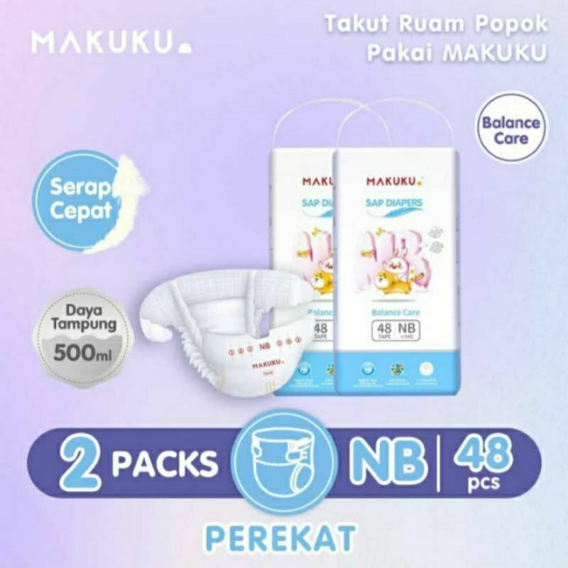 MAKUKU SAP Diapers Balance Care/Pampers MAKUKU NB (Newborn) Bayi baru Lahir